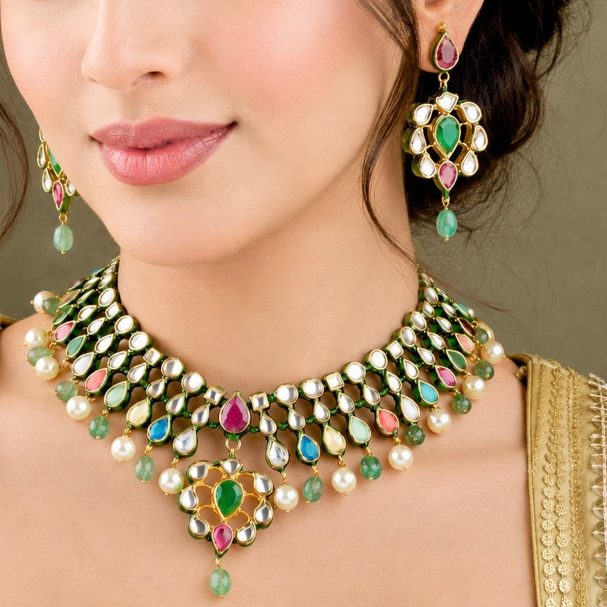 Vihana Navratan Necklace Set