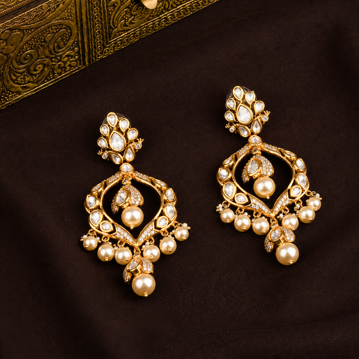 Kasha Polki and Pearl Chandbali