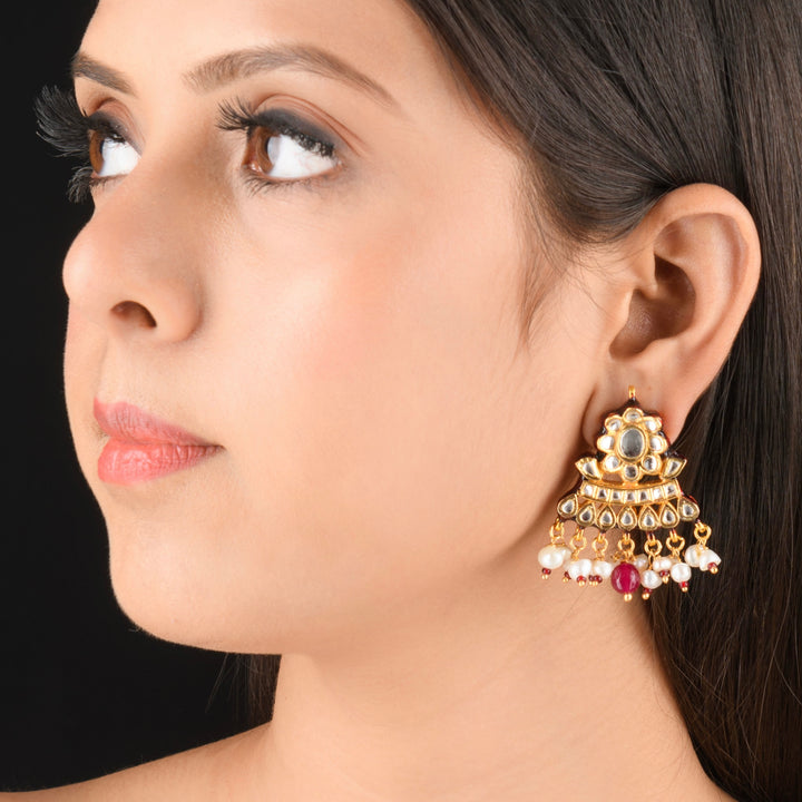 Zeba Pearl and Polki Earrings