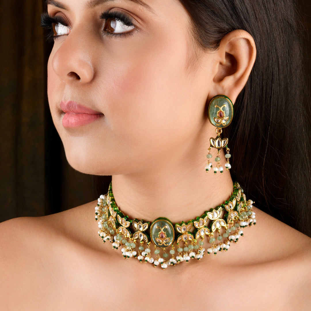 Aarushi Pearl And Polki Choker Set