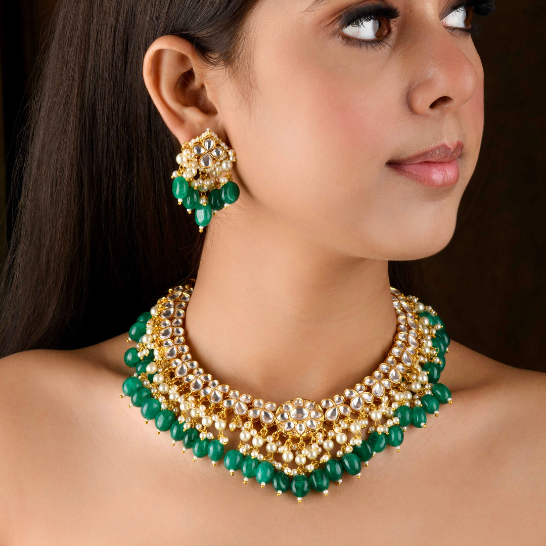 Namanshi Polki And Emerald Necklace Set