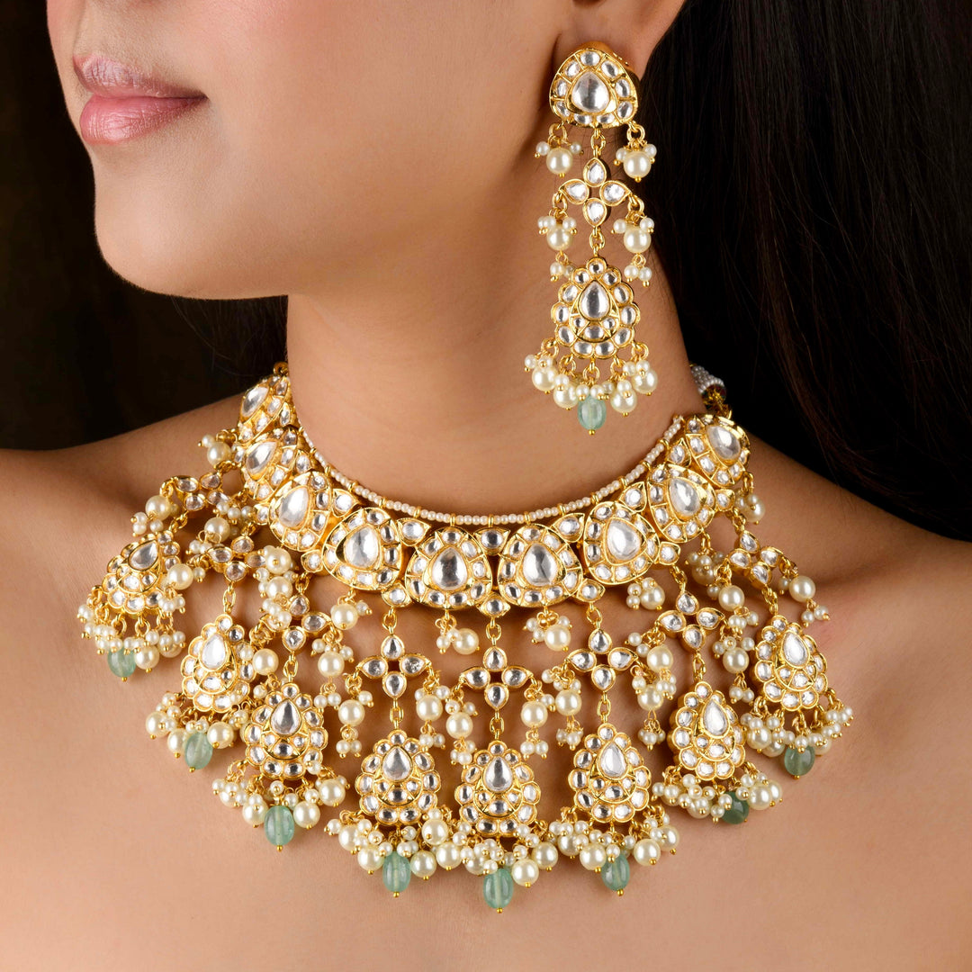 Rashmika Pearl And Polki Choker Set