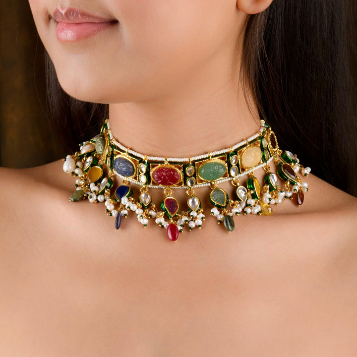 House of MISU in Maahika Navratan Choker Set