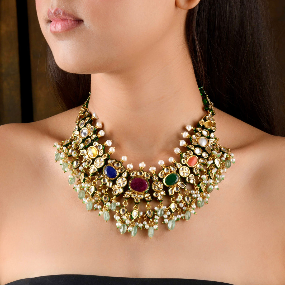 Adveta Navratan Necklace Set