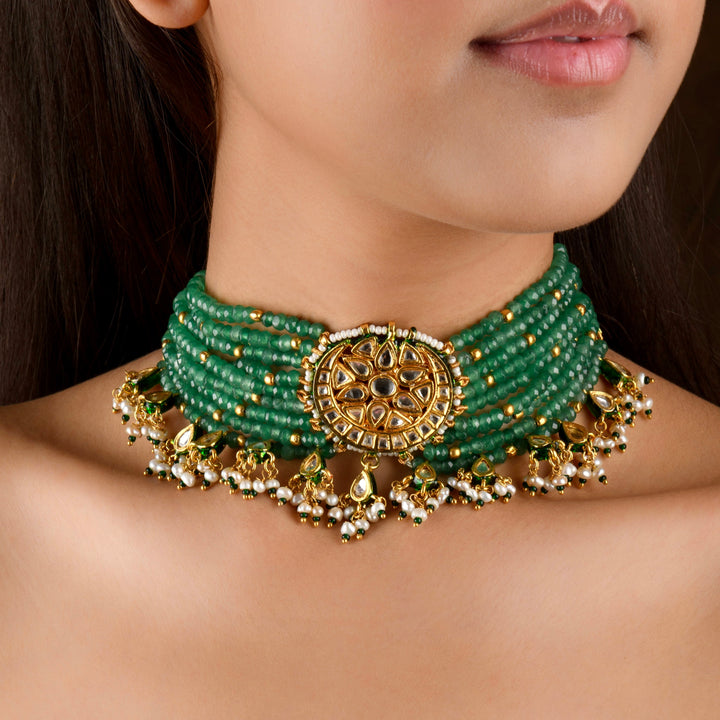 Devisha Emerald Polki Choker Set