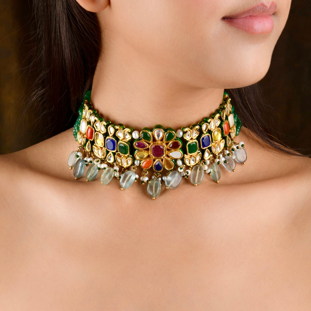 Ratmika Navratan Choker Set