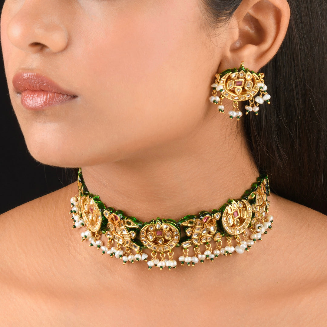 Aarya Pearl and Polki Choker Set