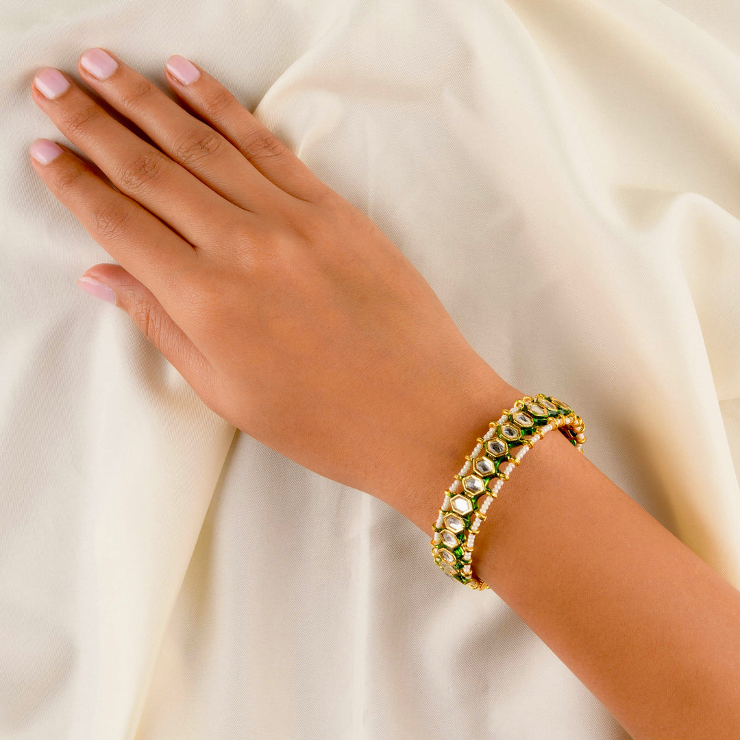 Aadila Pearl And Polki Bangle Pair