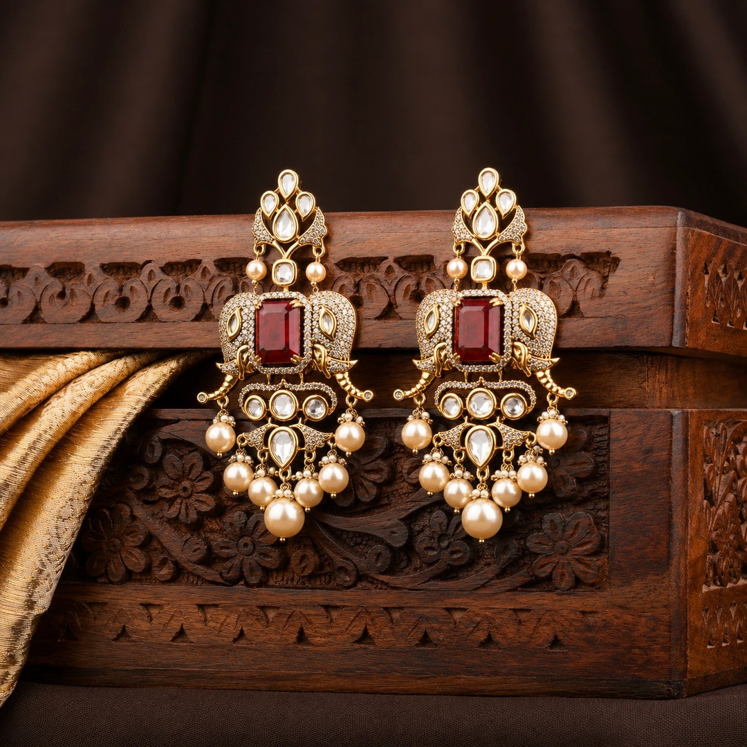 Veena Polki and Pearl Earrings