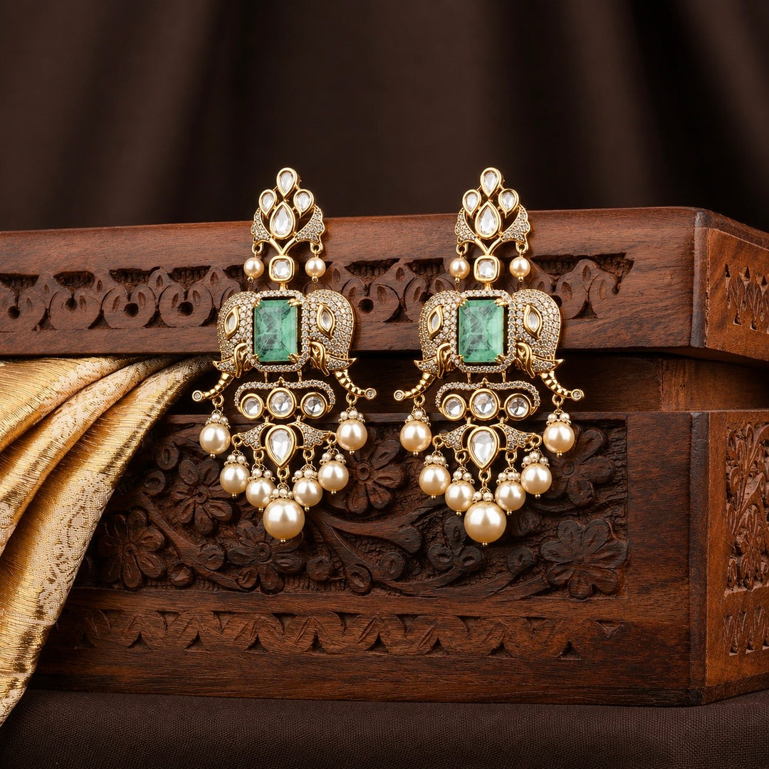 Veena Polki and Pearl Earrings