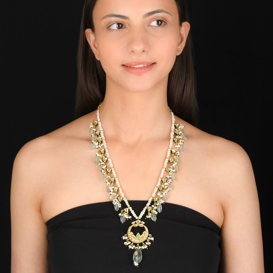 Shirina Pearl and Polki Necklace Set