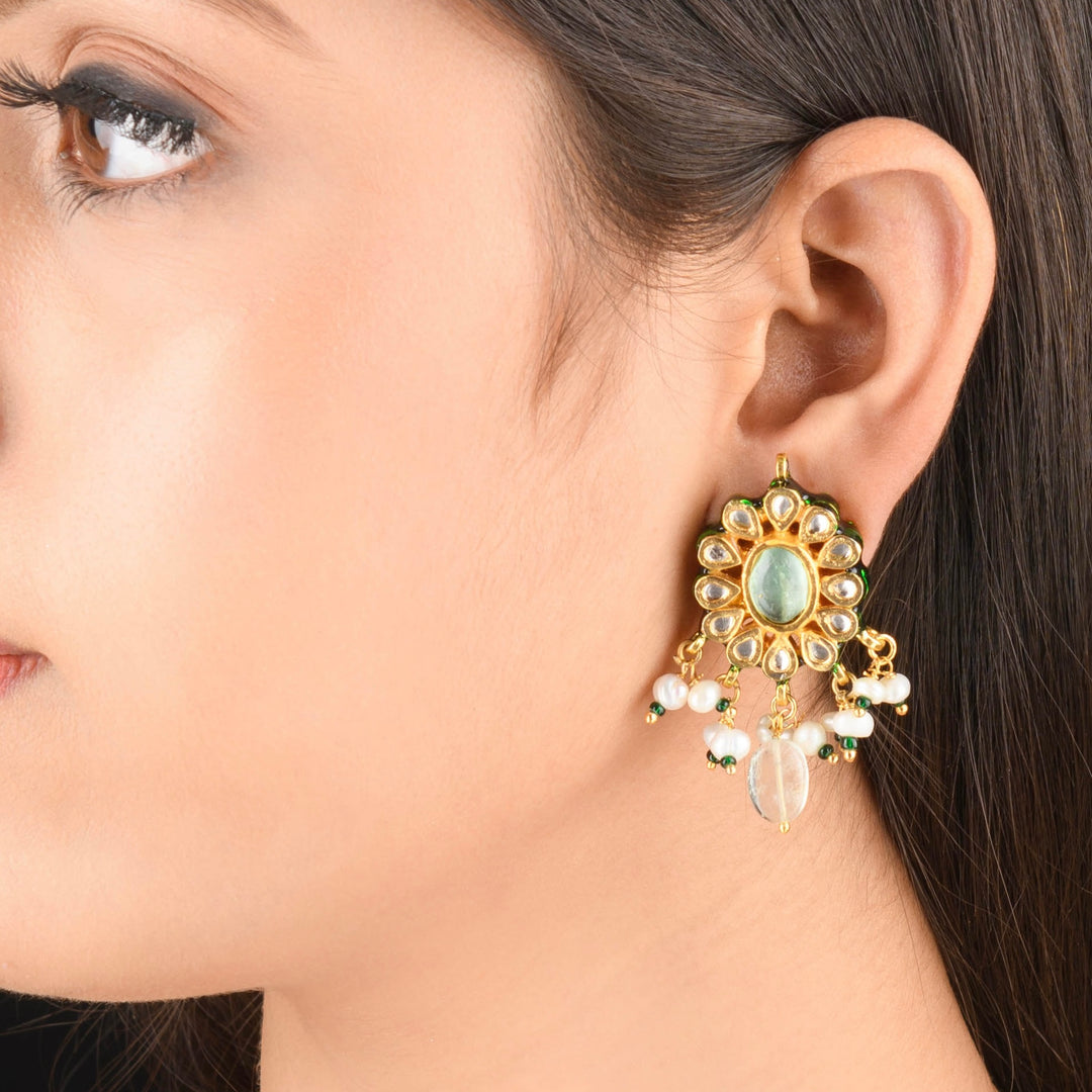 Diya Pearl and Polki Earrings