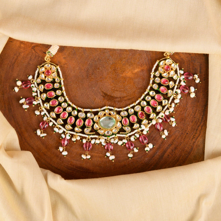 Sanvi Pearl and Polki Necklace Set