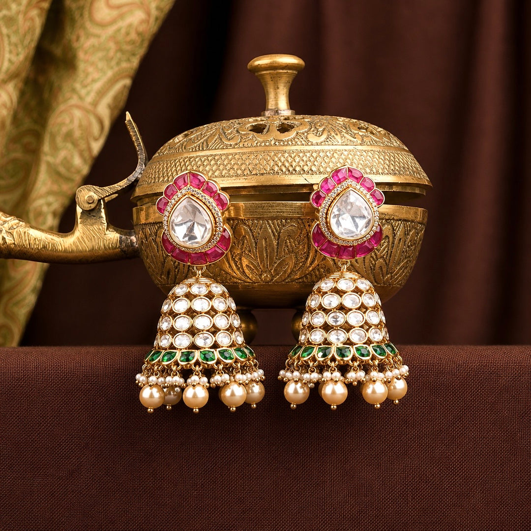 Mrissa Ruby and Emerald Jhumkas