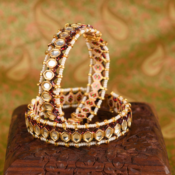 Aadila Pearl And Polki Bangle Pair