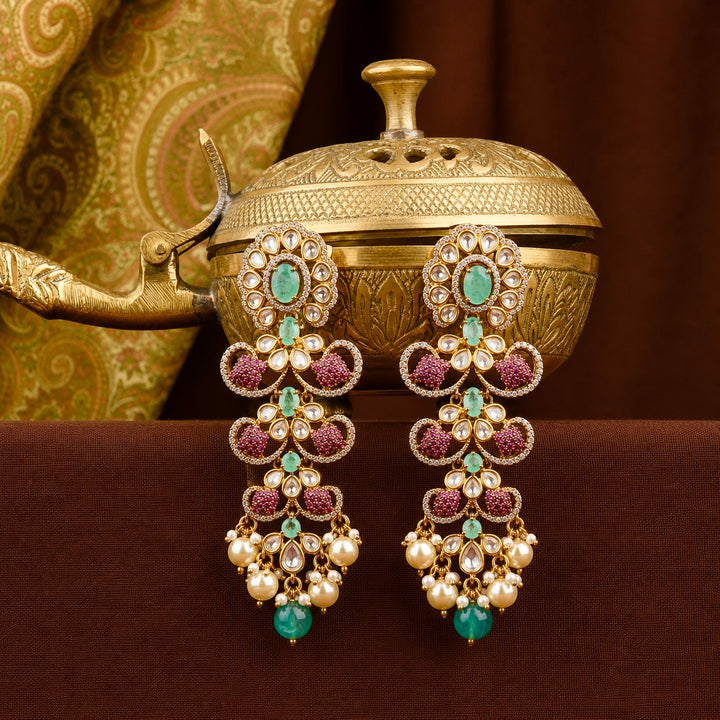 Ruhanika Ruby and Mint Green Earrings