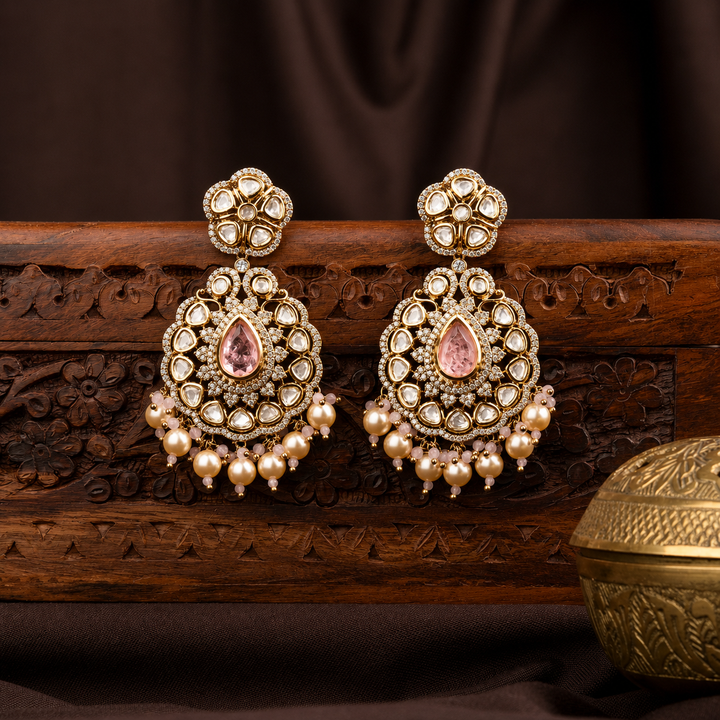 Vinita Polki and Pearl Earrings