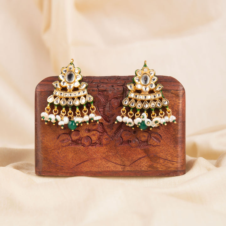 Zeba Pearl and Polki Earrings