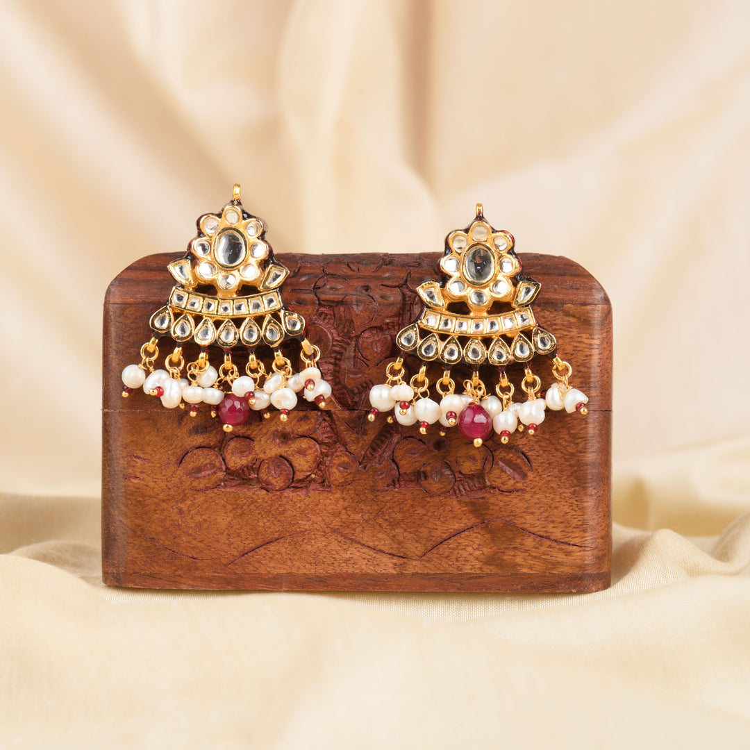 Zeba Pearl and Polki Earrings