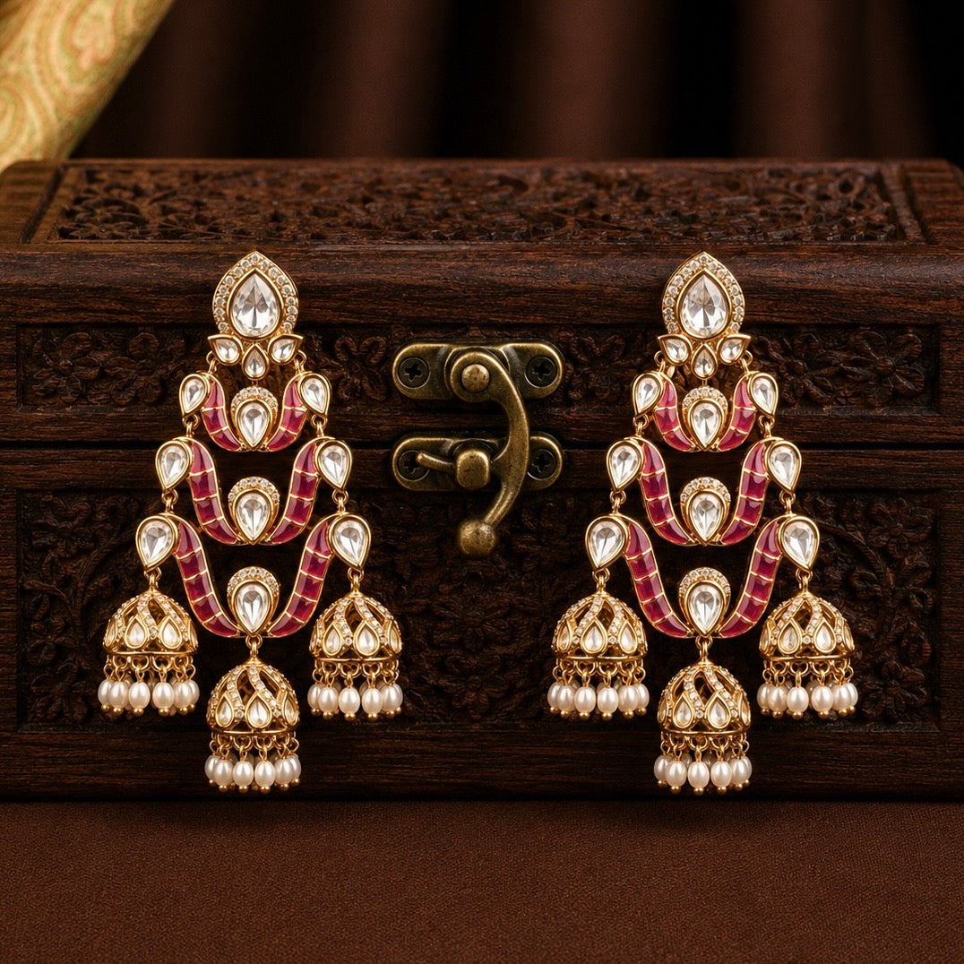 Shravya Polki and Pearl Earrings