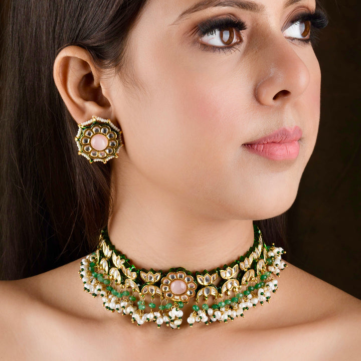 Aakaashi Pearl And Polki Choker Set