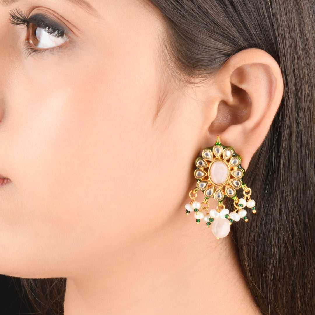 Diya Pearl and Polki Earrings