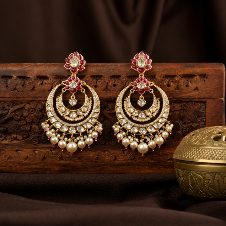 Mahi Polki and Pearl Chandbali