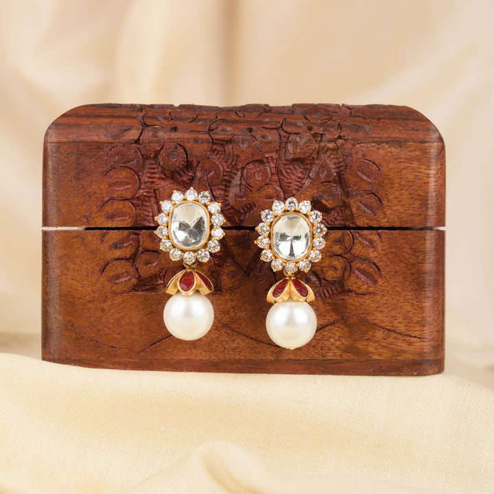 Roohi Pearl and Polki Earrings