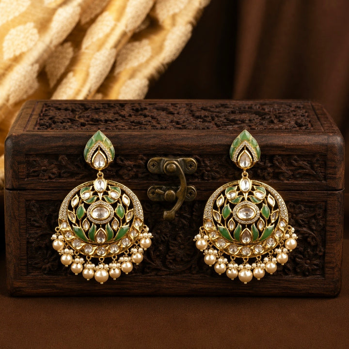 Anisha Polki and Pearl Earrings