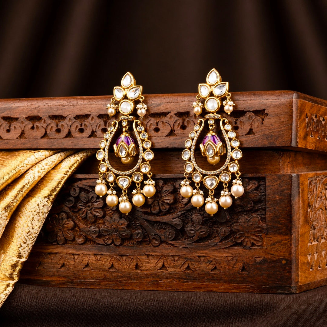 Rashita Polki and Pearl Earrings