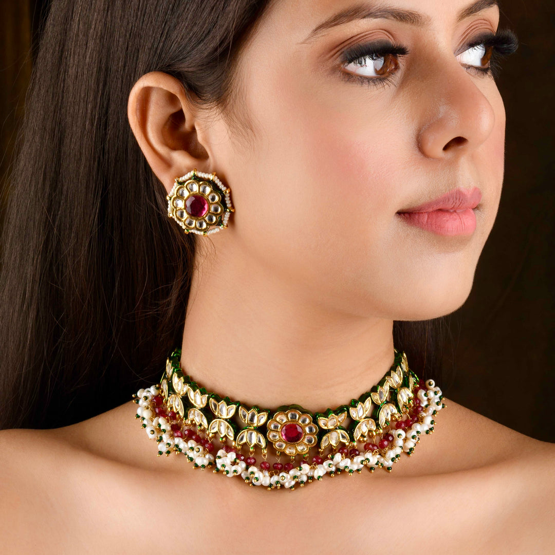 Aakaashi Pearl And Polki Choker Set