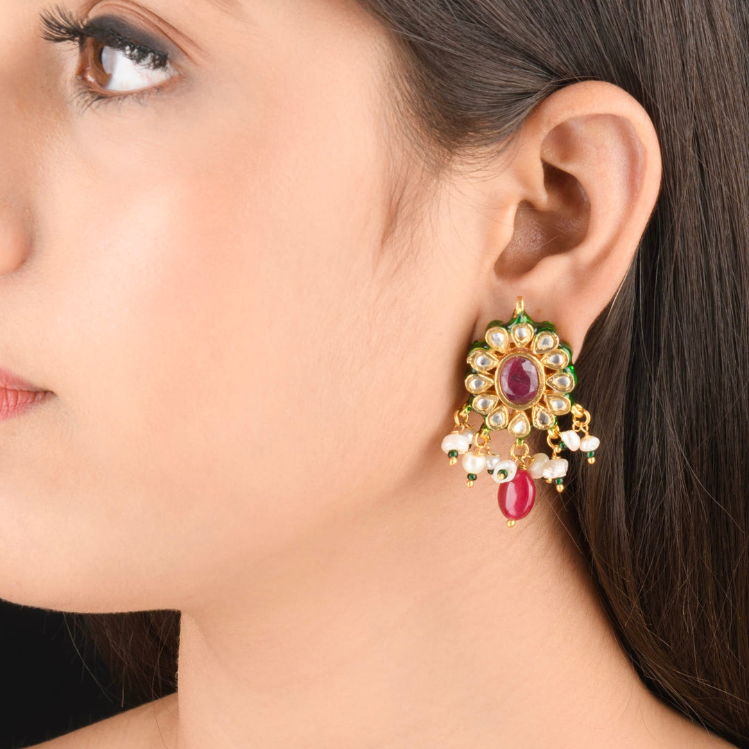 Diya Pearl and Polki Earrings