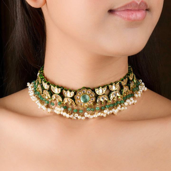 Aakaashi Pearl And Polki Choker Set