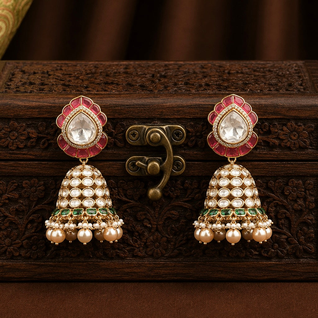 Mrissa Ruby and Emerald Jhumkas