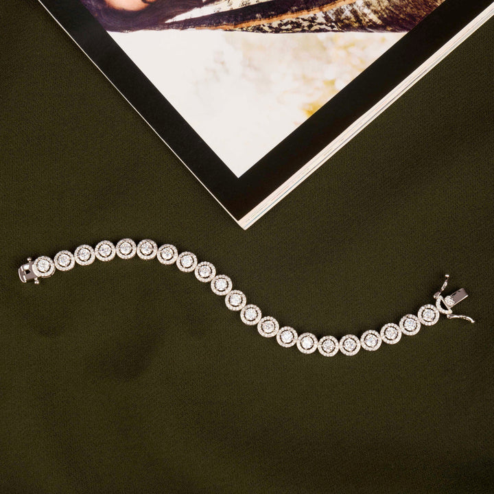 Halo-setting Tennis Bracelet