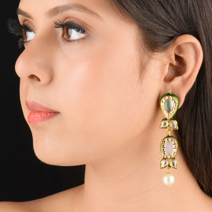 Dharini Pearl and Polki Earrings