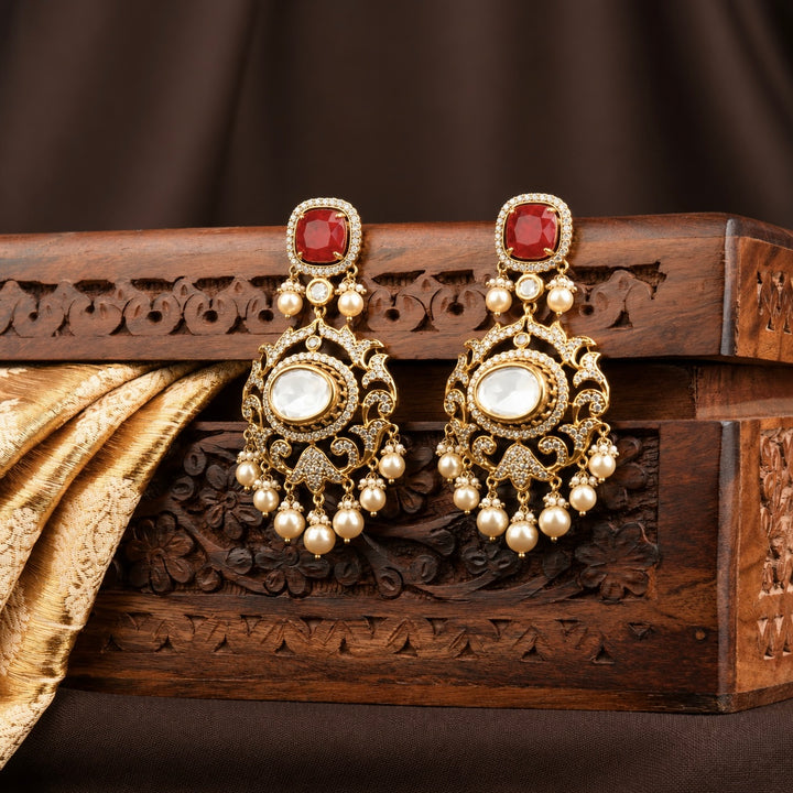 Nivya Polki and Pearl Earrings
