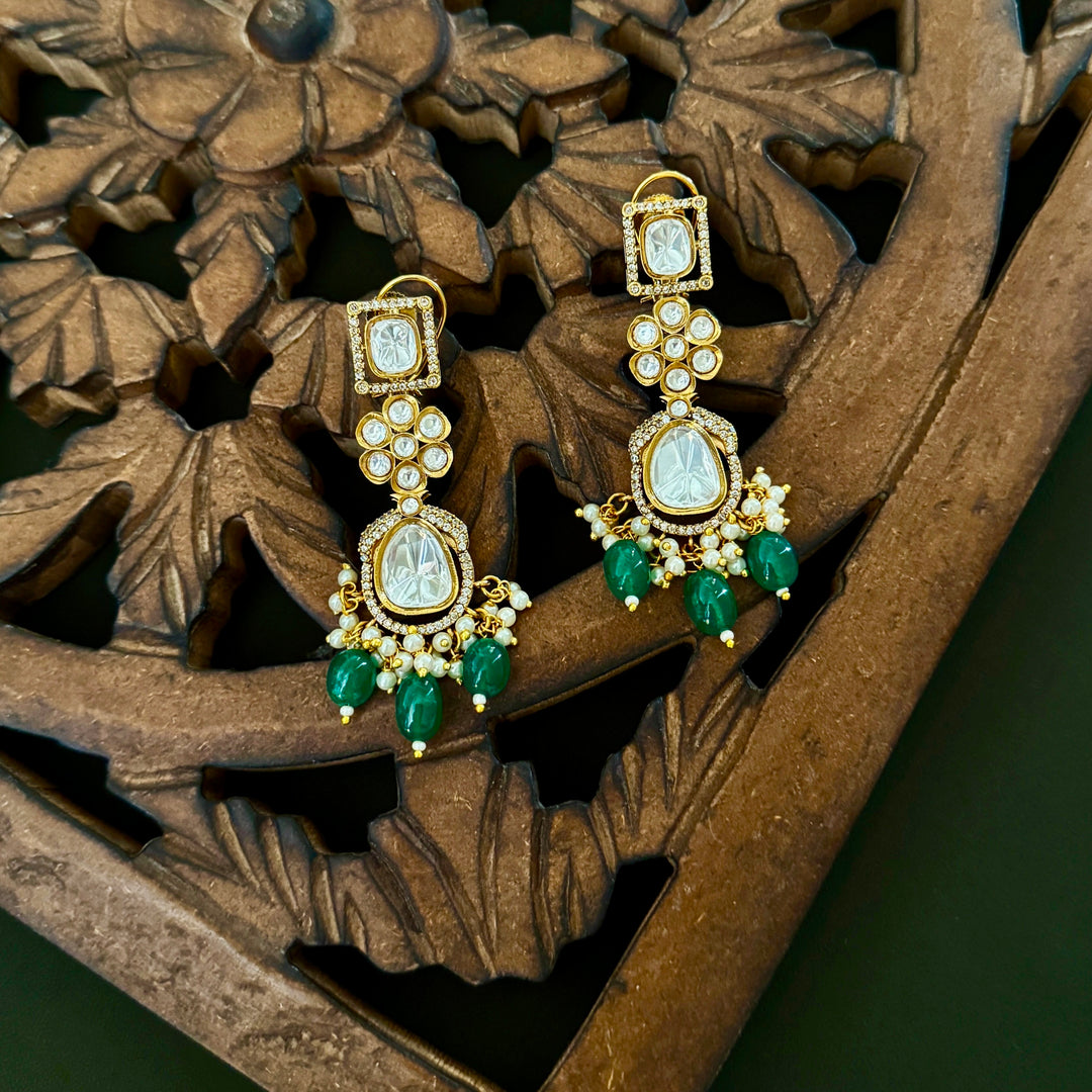 Nazia Emerald Polki Necklace Set