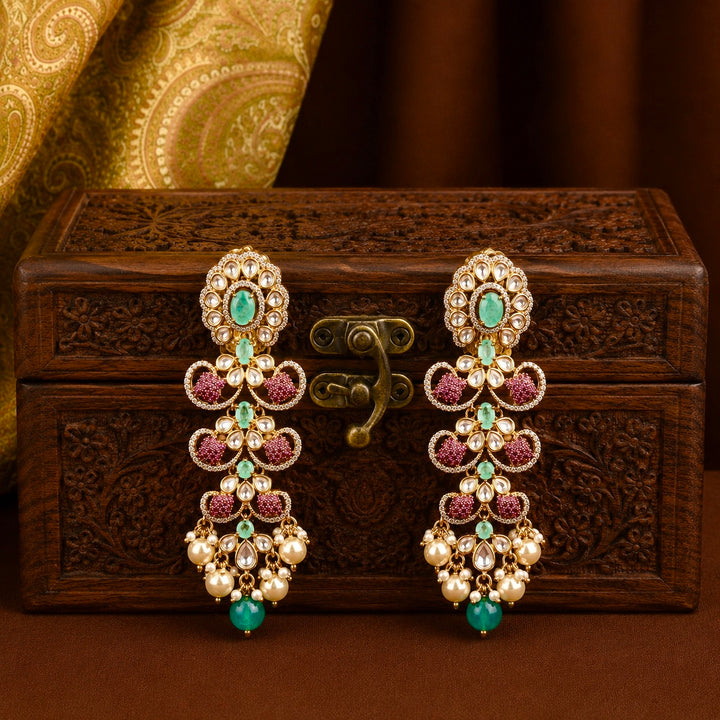 Ruhanika Ruby and Mint Green Earrings