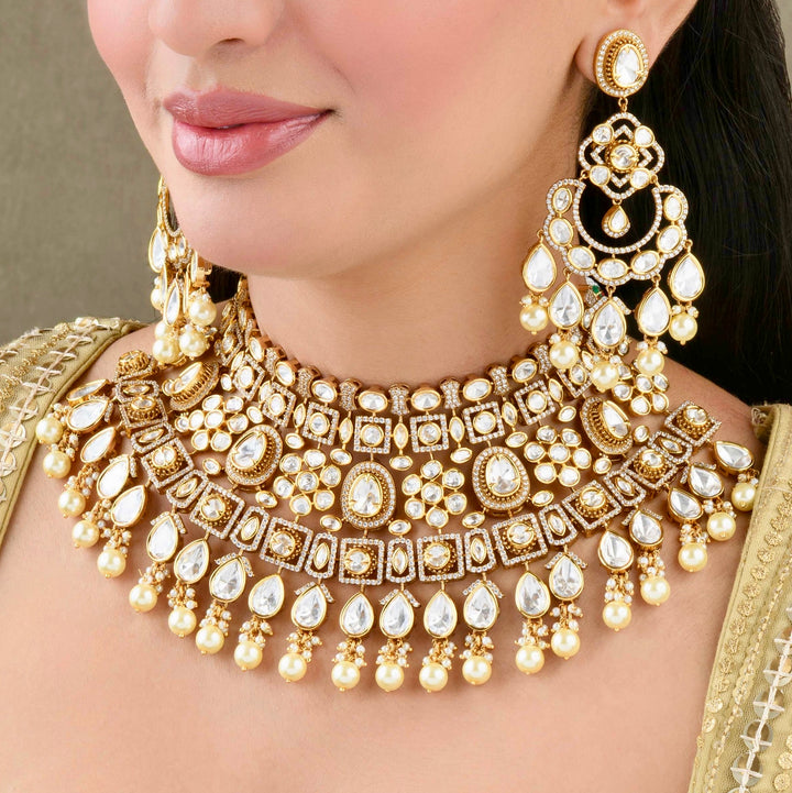 Mairaah Polki and Pearl Necklace Set