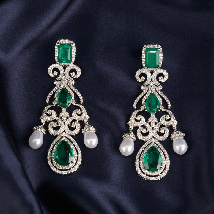 Madelyn Diamond and Emerald Earrings