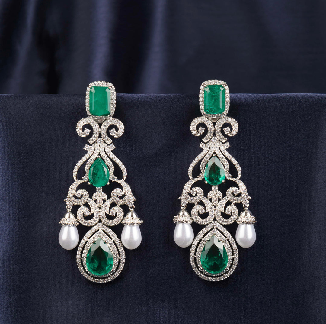 Madelyn Diamond and Emerald Earrings