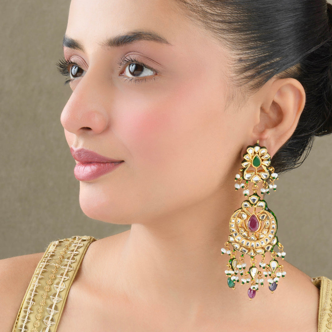 Shivani Girdhar in Malika Pearl and Polki Earrings
