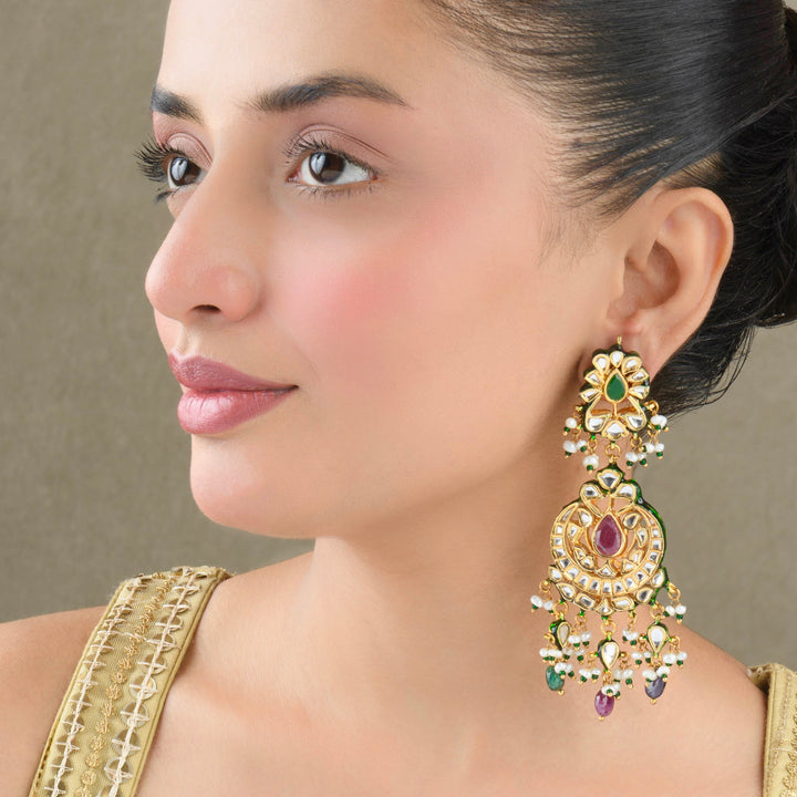 Shivani Girdhar in Malika Pearl and Polki Earrings