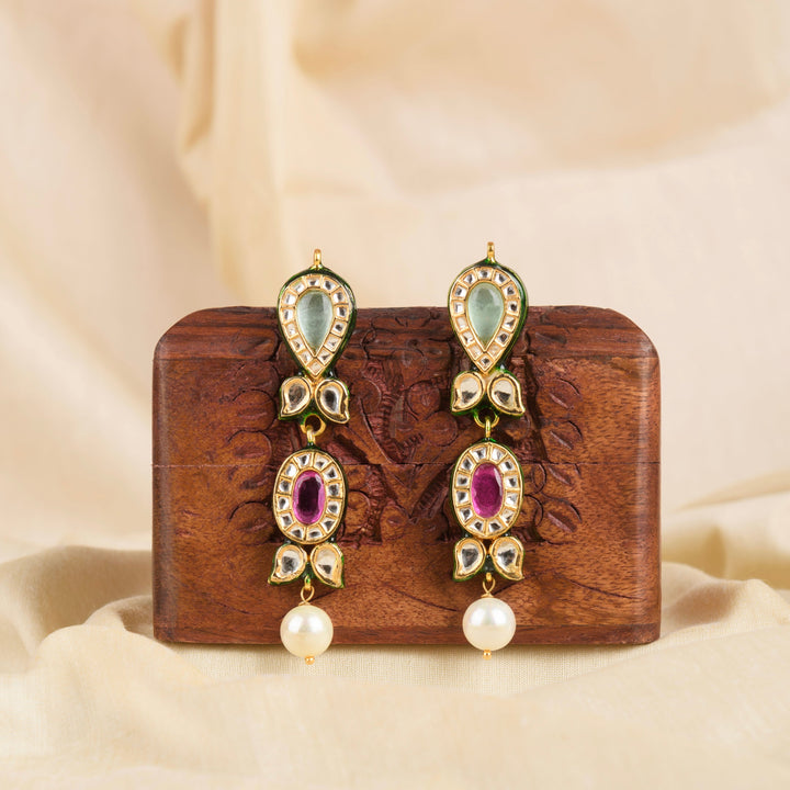 Dharini Pearl and Polki Earrings