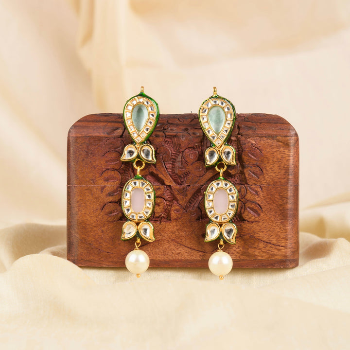 Dharini Pearl and Polki Earrings