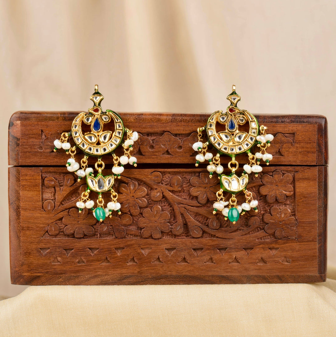 Anvi Pearl and Polki Earrings