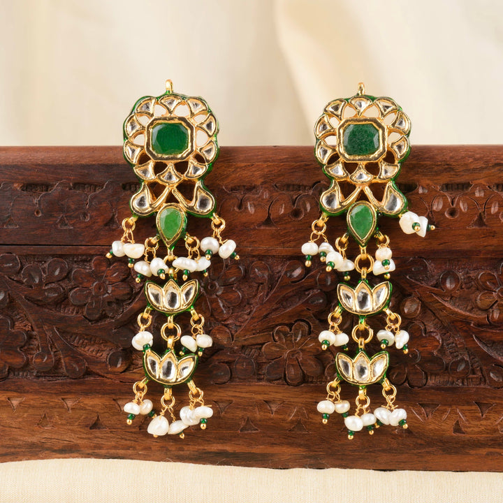 Nandita Pearl and Polki Earrings