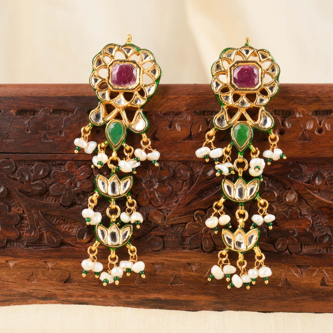 Nandita Pearl and Polki Earrings