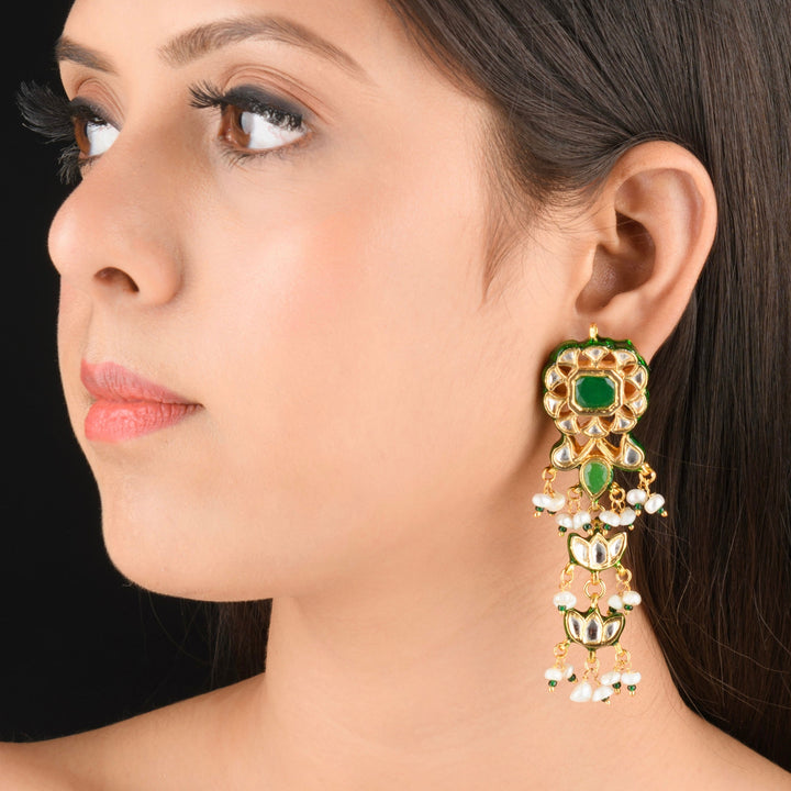 Nandita Pearl and Polki Earrings